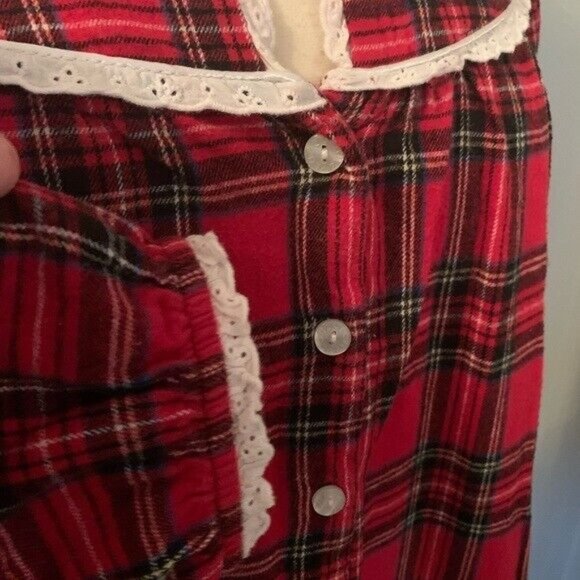 Lanz of Salzburg long Nightgown M red Plaid Cottagecore Prairie Grannycore - Picture 9 of 13